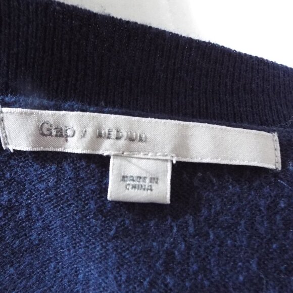 Gap Women's Navy/ Kelly Green 3/4 Sleeve Striped V-Neck Button Up Cardigan Med - Picture 9 of 9